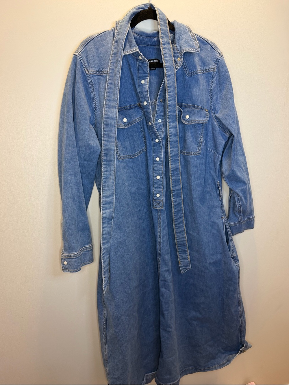 Classic Light Blue Denim Shirt midi dress 1X